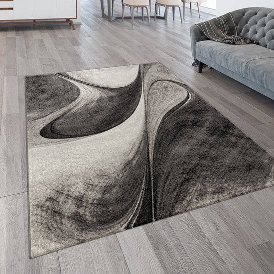 Paco Home Vloerkleed Woonkamer Grijs Slaapkamer Abstract Patroon Modern Design Laagpolig, Maat:200x290 cm