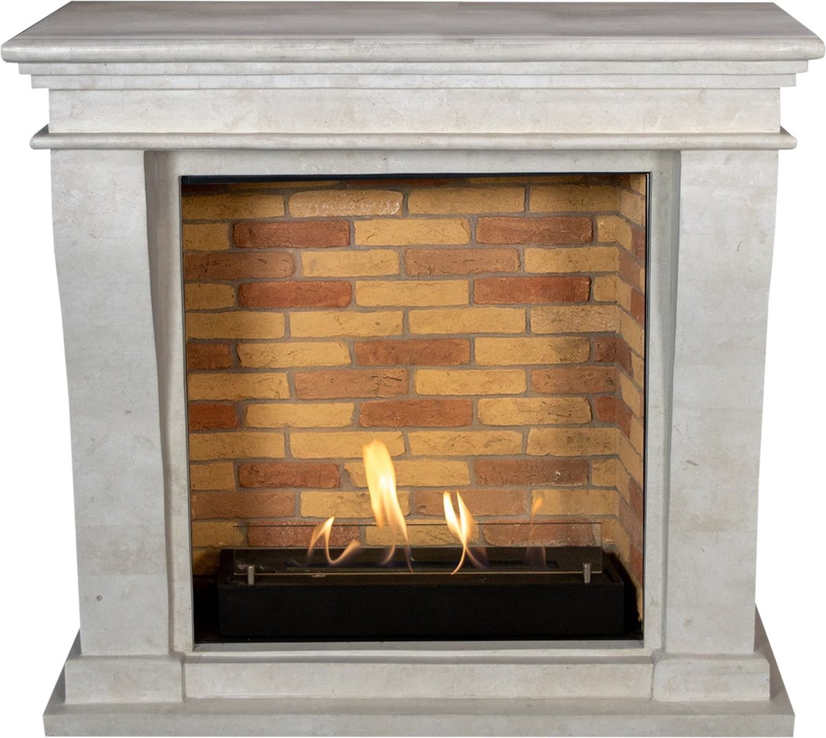 Xaralyn Bio-ethanol haard - Kreta-Mini BST-SWP - wit gepolijst natuursteen - 3 KW verwarming - haardombouw inclusief inbouwhaard - schouw