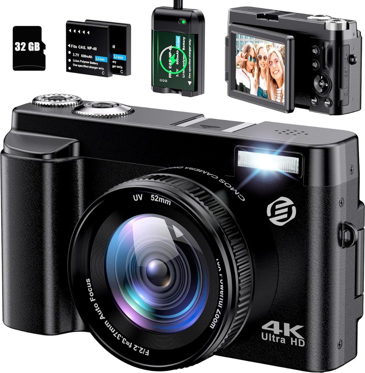 Equivera Vlog Camera - Digitale Camera - Video Camera - Vlog Camera voor Beginners - Geschikt voor YouTube en TikTok