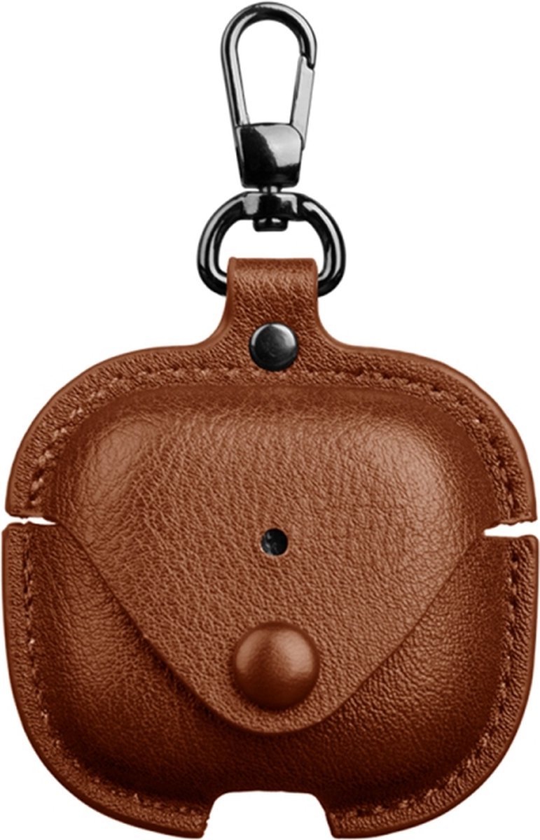 Telestore - Bruin hoesje geschikt voor Airpods 4 leren beschermhoesje - case cover sleutelhanger geschikt voor Airpods 4 hoesje