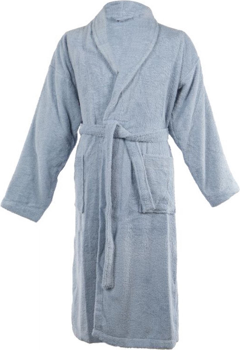 Tiseco Badjas LINDU - katoen - badstof, met zakken, lichtblauw Silver blue