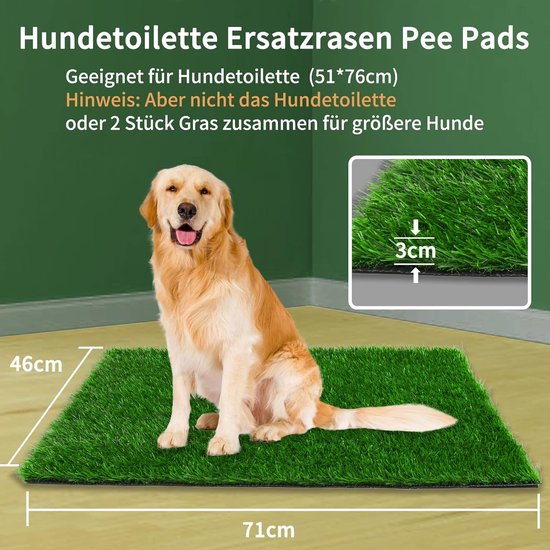 Relaxdays hondenklo kunstgras, binnen, balkon & terras, 4 grasmatten, HxBxD: 5,5 x 45,5 x 33 cm, kunststof, wit/groen