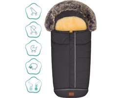 Winter voetenzak kinderwagen en Buggy - Afneembare Lamsvacht - winddicht en waterafstotend - Met capuchon - Grijs - Fillikid