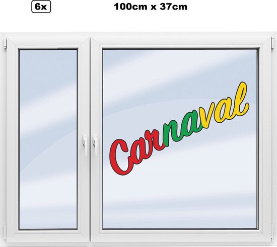 6x Autocollant de fenêtre Carnaval 100cm x 37cm - Décoration de party à thème Carnaval