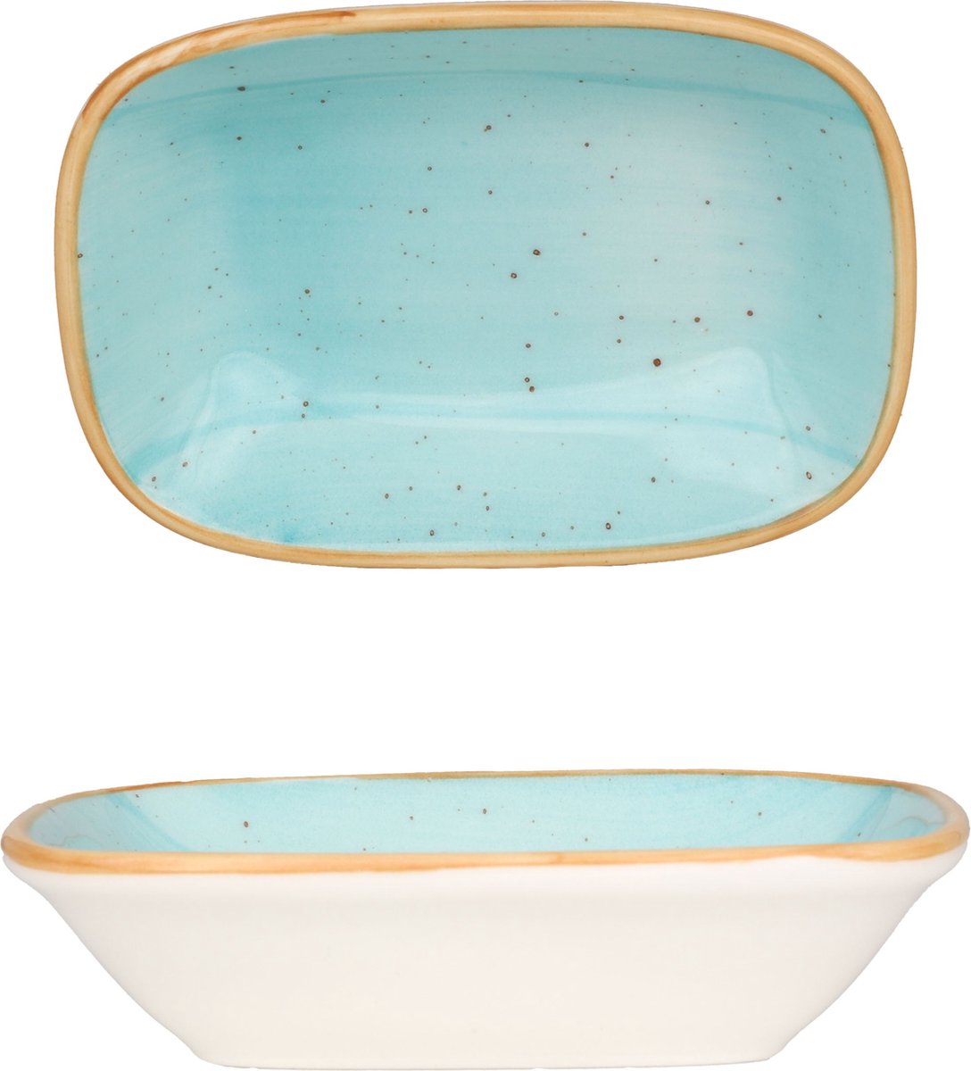 Bonna Serveerschaal - Aqua - Porselein - 17x11.5 cm - set van 2
