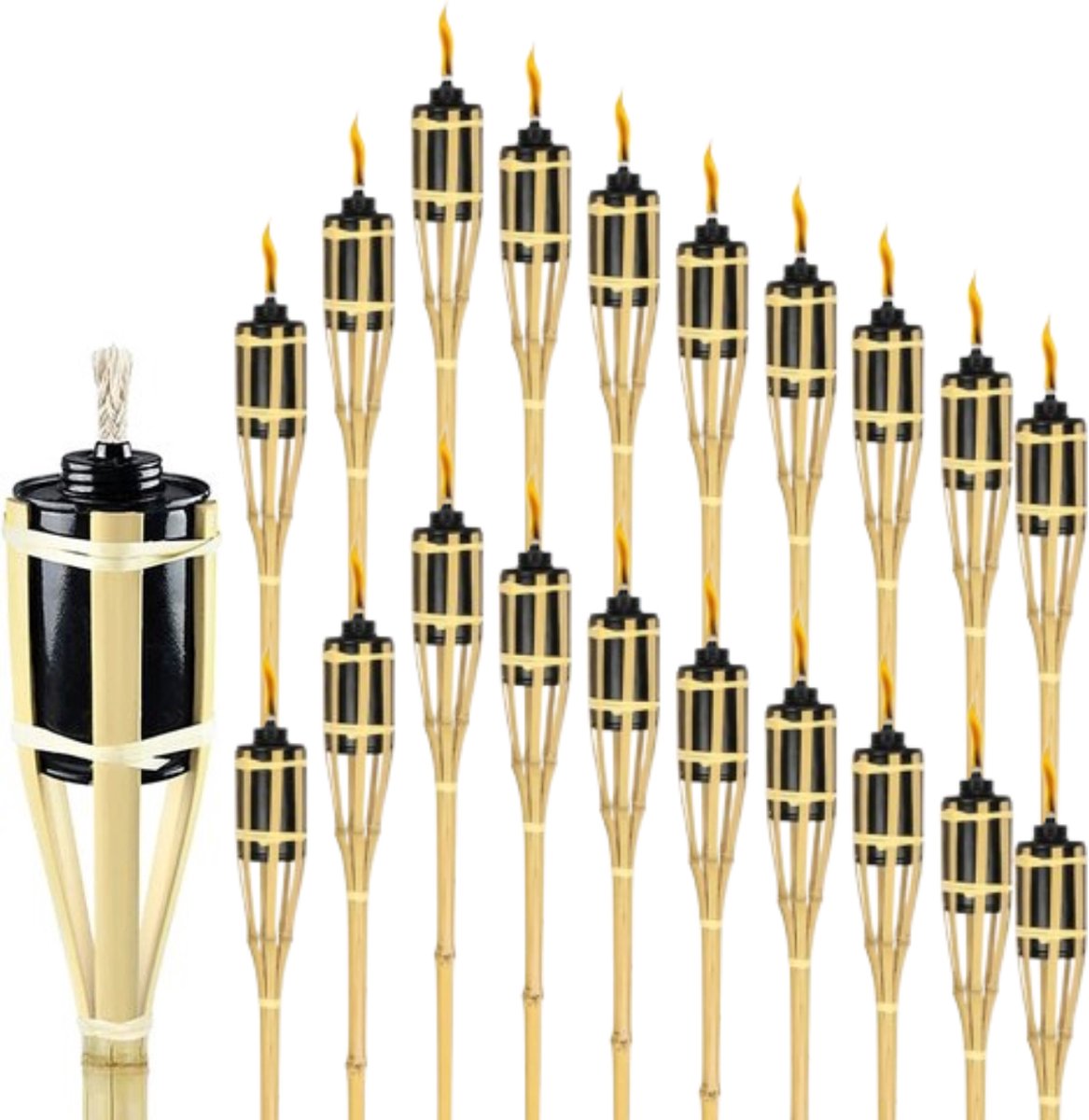 Bamboefakkels - Tuinfakkels - Incl lont - Navulbaar - 60CM - 20 Stuks