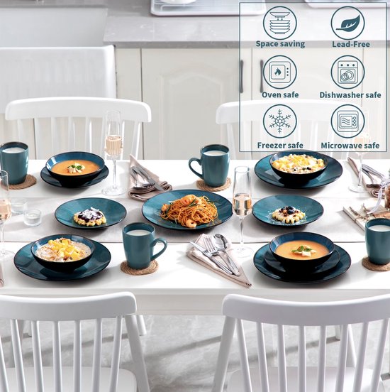 Melamine serviesset Jesolo groen voor 6 personen - 24 delen met