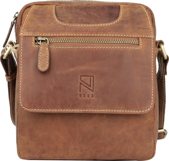 Hunters tas - Leren Schoudertas / crossbody tas / Nektas - Buffel Leer - Heren tas / Dames tas -  Bruin / Cognac