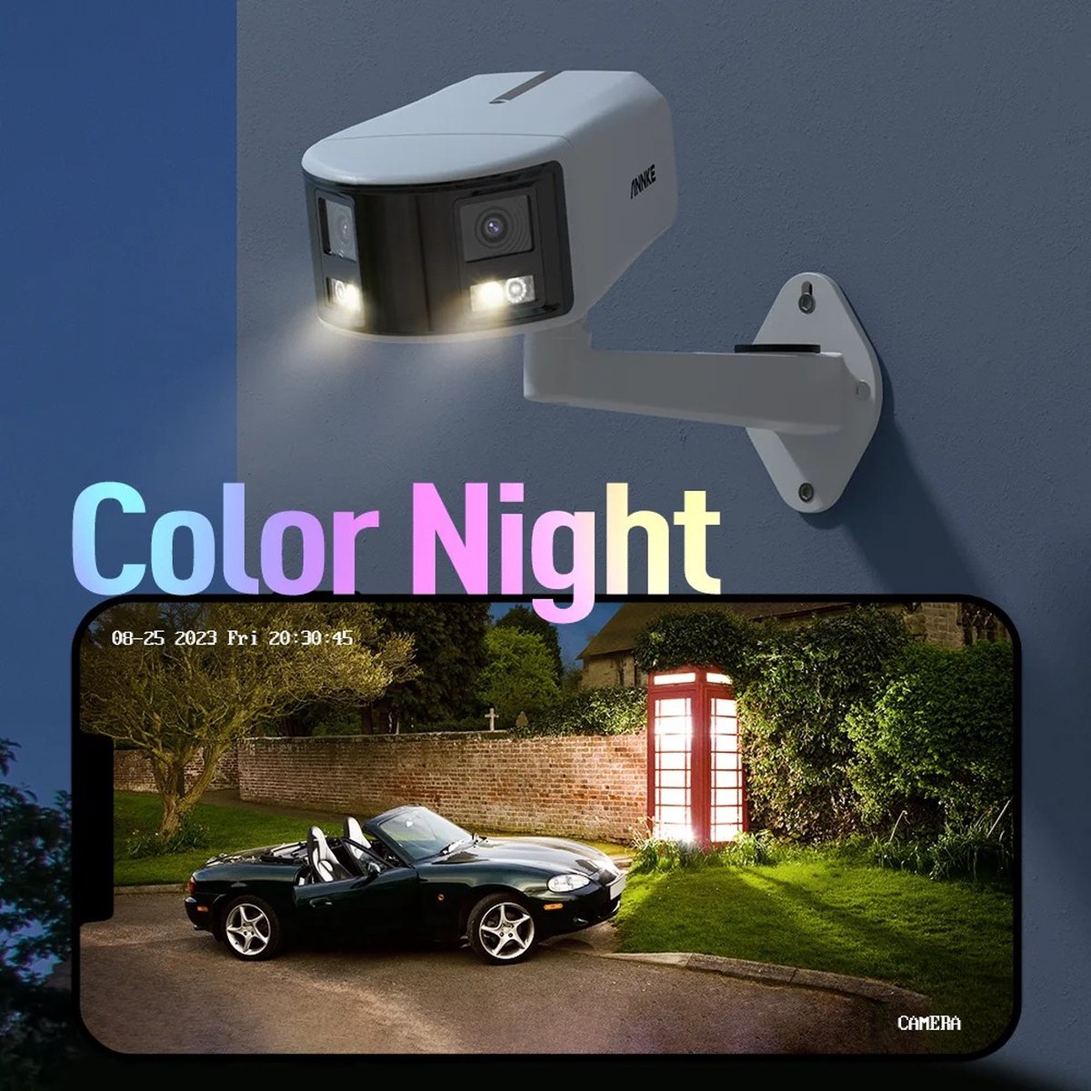 Beveiligingscamera - Beveiligingscamera's voor binnen - Security - Beveiliging - 1 Camera - Bewakingscamera voor buiten - Outdoor - IP camera - 4K - 180 graden - 8MP - Dual lens - Wit – foto 6