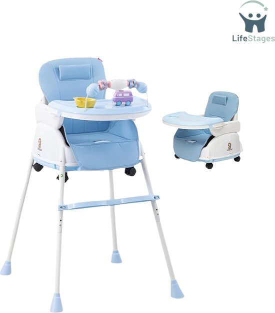 Foto: Lifestages kinderzeteltjes peuters 3 in 1 kinderwagenset opvouwbare eetstoel kinderwagen voor baby s en peuters verstelbare draagbare en compacte babystoel geschikt van 6 maanden tot 4 5 jaar blauw