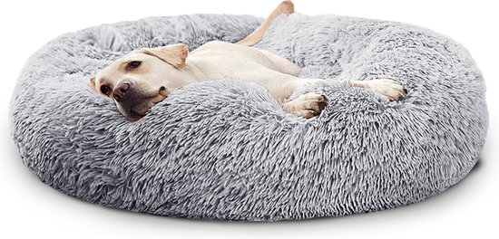 Pet Perfect Donut Hondenmand XXL - 100cm - Fluffy Hondenkussen - Hondenbed - Grijs