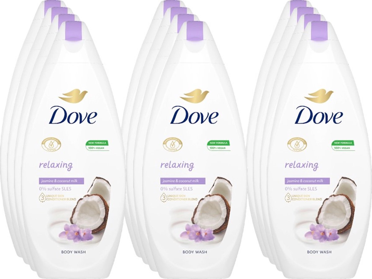 Goedkoopste Dove Douchegel - Relaxing Coconut & Jasmijn 12 x 225 ml