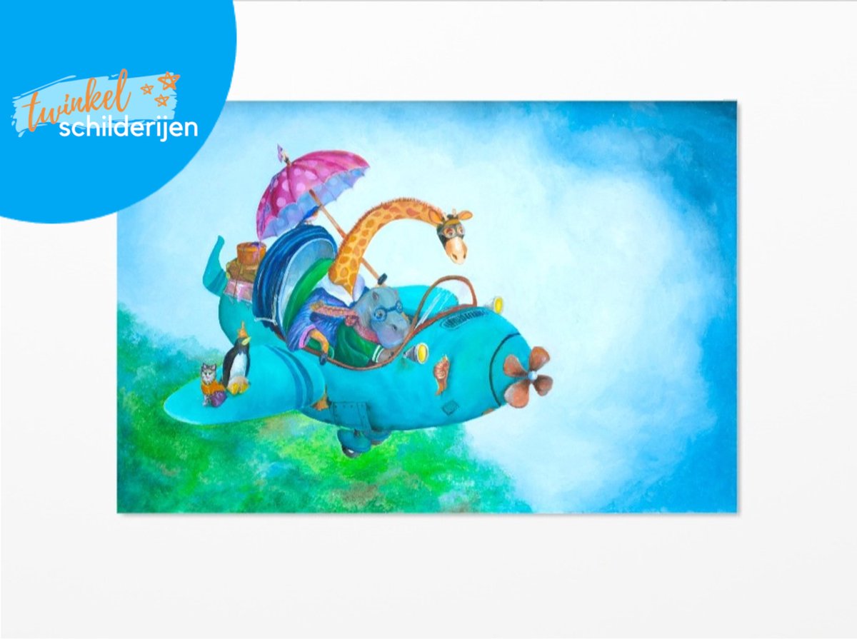 Twinkelschilderijen wanddecoratie kinderkamer - Beestjes vliegen uit - Canvas wanddecoratie en accessoire kinderkamer en babykamer 30x40cm | Incl. GRATIS ophangsysteem |