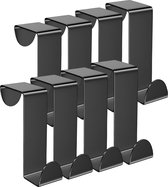 TOJ Crochets de Porte Set de 8 Pièces - Armoire de Cuisine / Patères de Porte - Crochets - Porte-Manteau de Porte - Charge 5KG - Acier Inoxydable - Zwart Mat