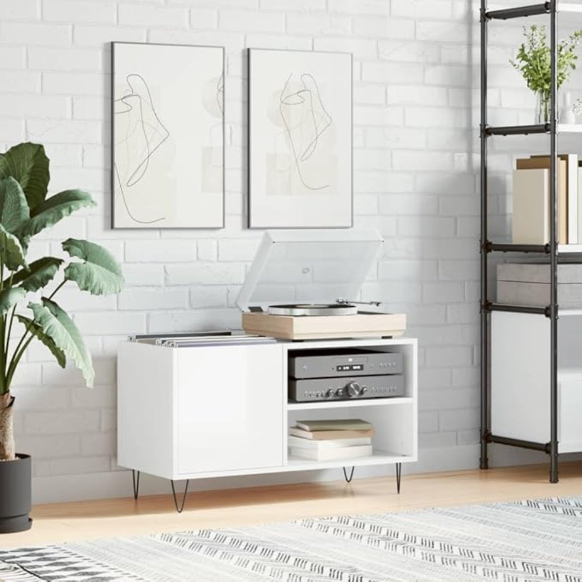 Equivera platenspeler meubel - lp kast - platenspeler kast - vinyl kast - lp meubel - platen kast