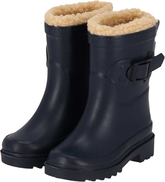 XQ - Regenlaarzen kinderen - Unisex - Fake Fur voering - Marine Blauw - Maat 35/36 - Regenlaarzen meisjes - Regenlaarzen jongens - Regenlaarzen kind
