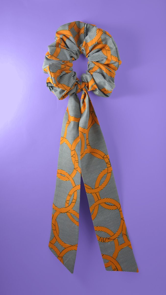 XXL Scrunchie Set met Bunny Ears & Shawl - Orange Rings