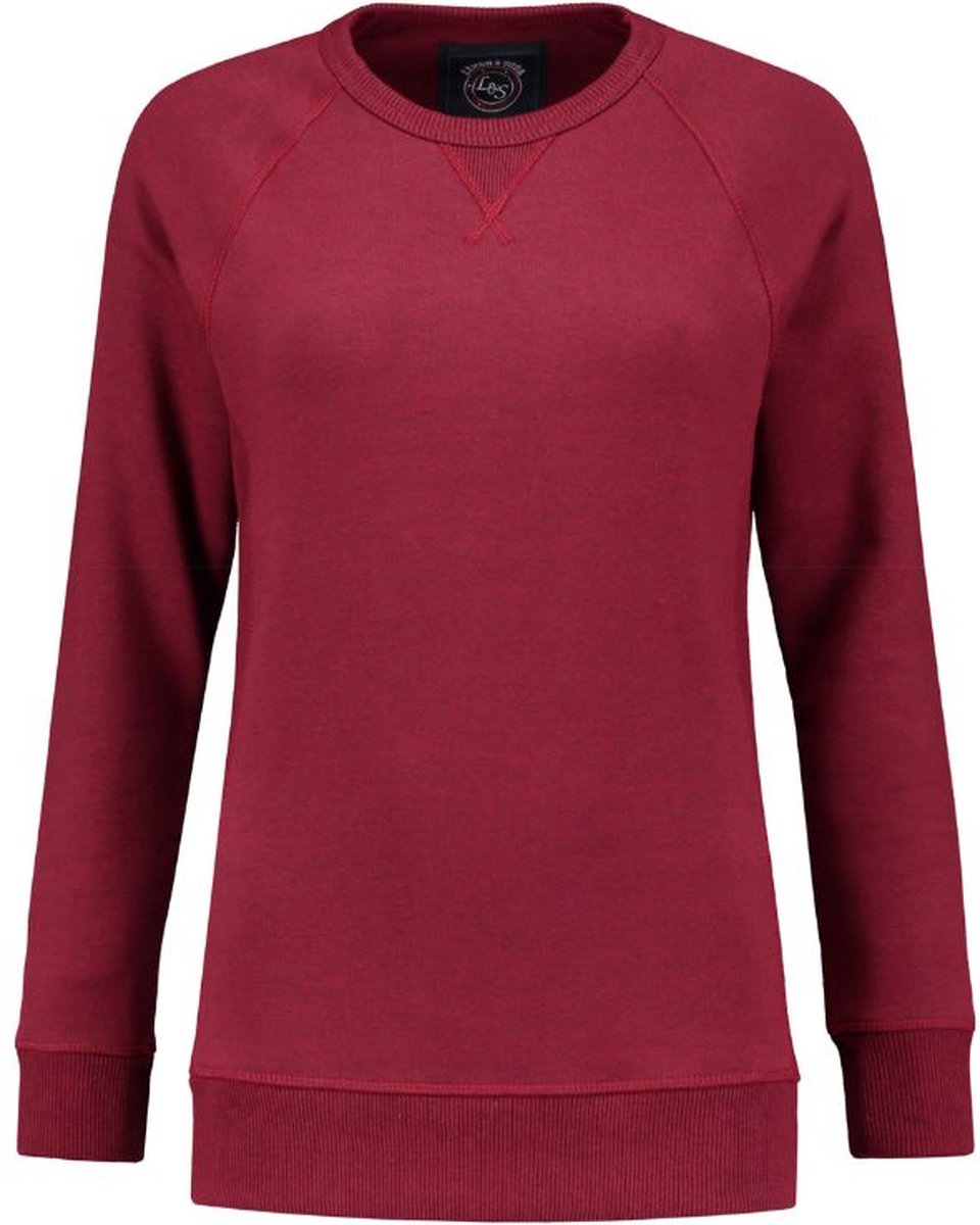Lemon & Soda heavysweat raglan sweater voor dames bordeaux gemêleerd maat S