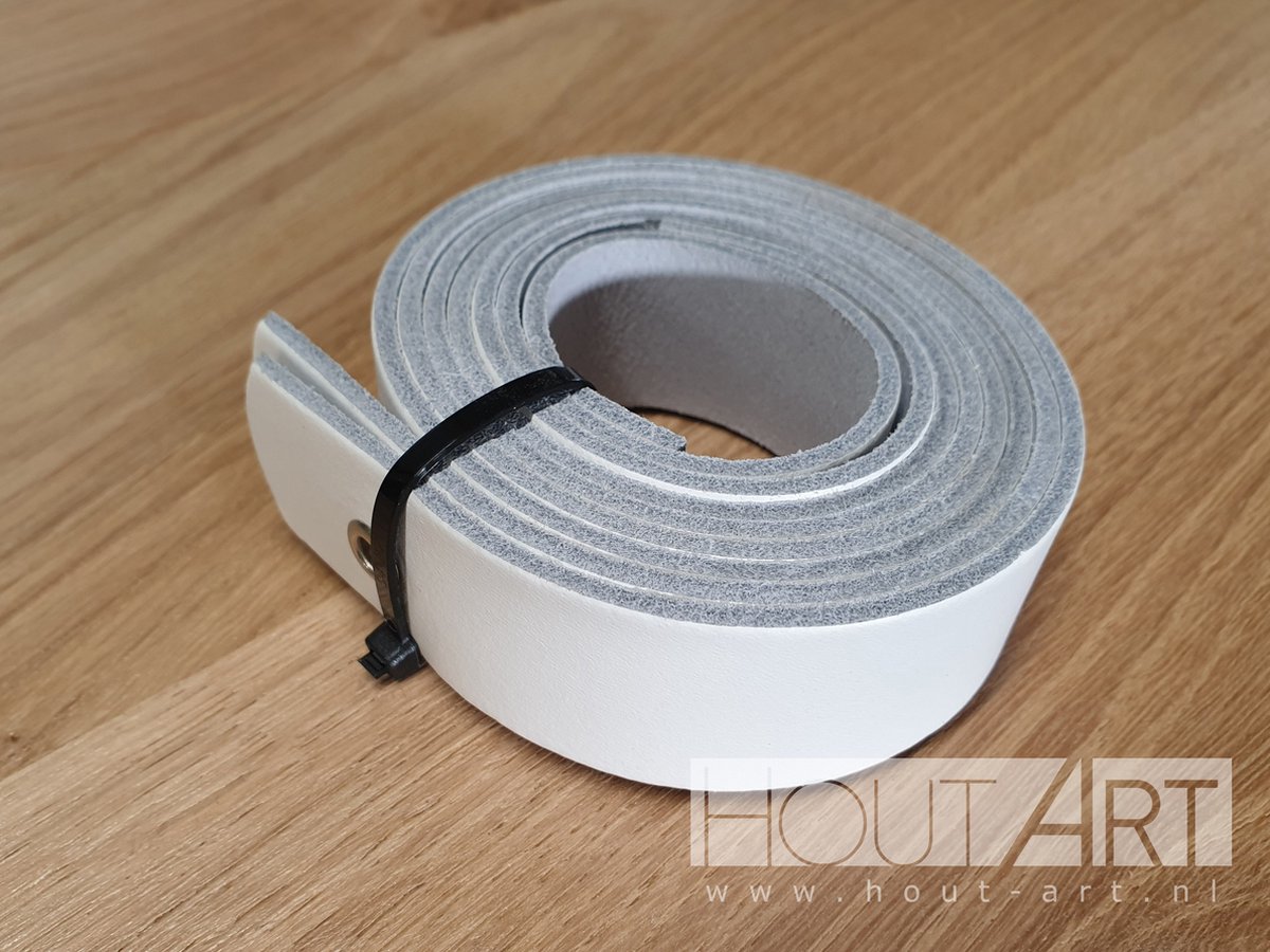 Set leren plankdragers wit 85cm lengte, 3cm breedte - HOUT-ART