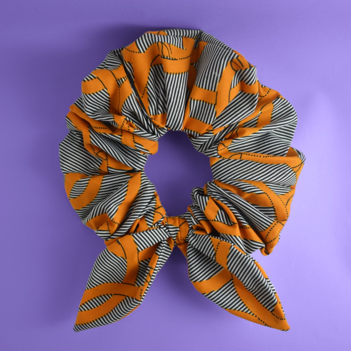 XXL Scrunchie met Bunny Ears - Orange Rings