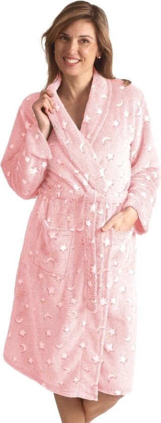 Dames badjas met sterren - fleece badjas voor dames - Superzacht en comfortabel - stijlvolle badjas cadeau voor dames