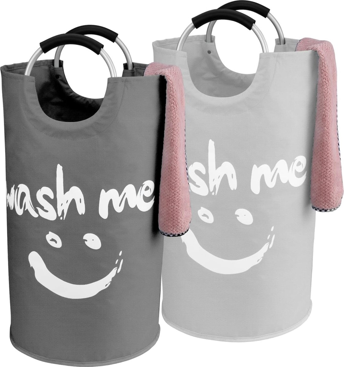 Goedkoopste Luvetrex ® Set van 2 wasmanden, 91 L, opvouwbare wasmand, stoffen wasbox met handvat, grote wassorteerder, opbergcontainer voor wasgoed, kleding, dekens, kussens, 38 x 38 x 72 cm