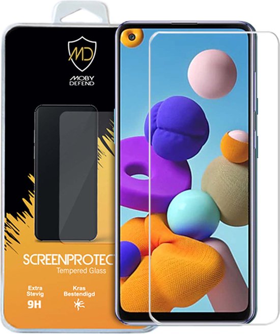 Foto: Samsung galaxy a21s screenprotector mobydefend case friendly screensaver gehard glas glasplaatje geschikt voor samsung galaxy a21s