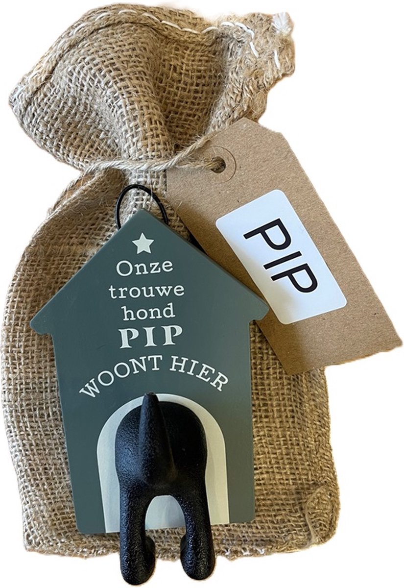 History& Heraldry Ltd Hondenriemhouder-Pip-in leuk kado verpakking-15cmx10cm-woonaccessoires-hondengarderobe-kapstok voor honden-kado idee voor hondenbezitters-haak voor hondenriem grijs