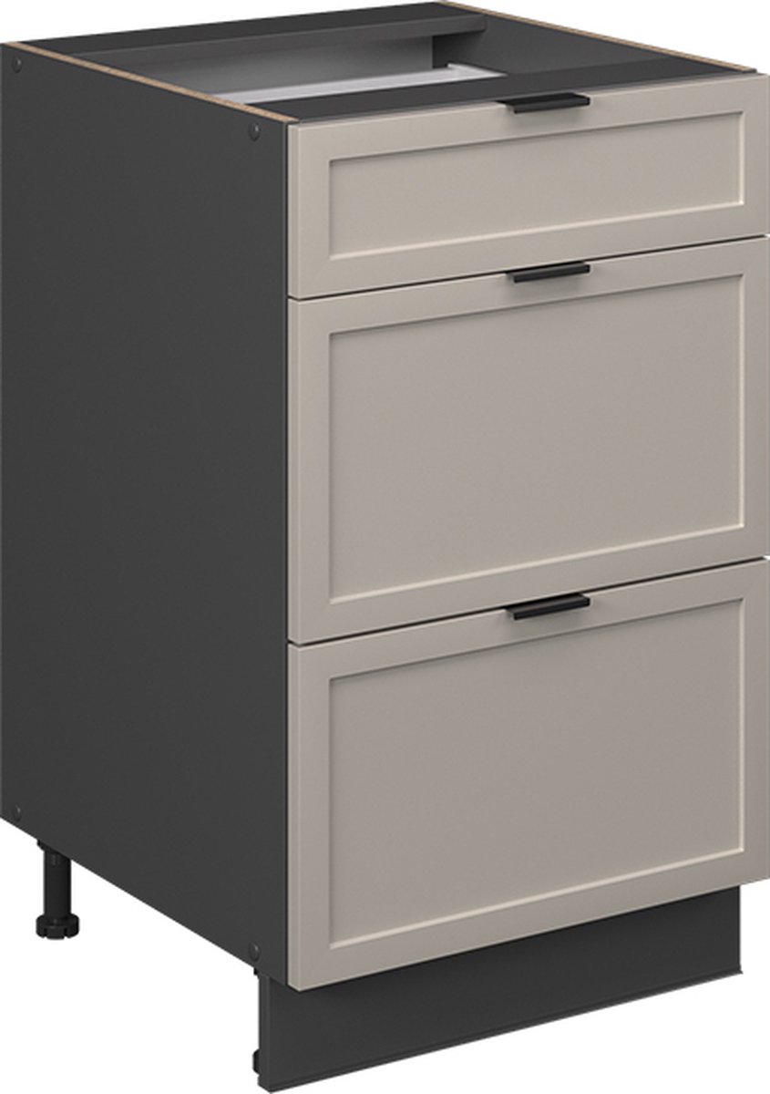 Vicco Keukenonderkast Fame-Line, GrijsBeige/Antraciet, 50 cm, WB Marmer