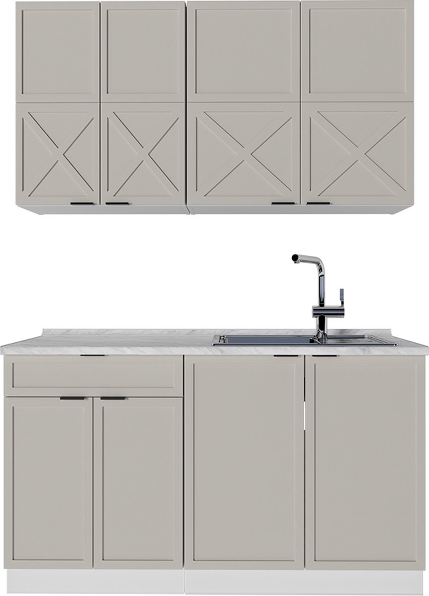 Cuisine Intégrée Vicco Fame-Line 140 Cm - Moderne, Anthracite, Neuve Sous Emballage