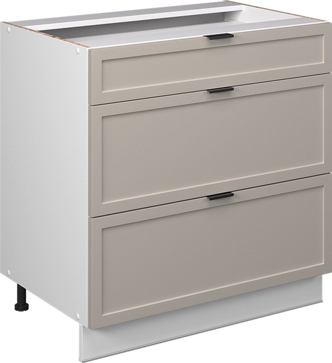 Vicco Fame-Line Keukenonderkast – 80 cm met 3 laden, WB Eik GrijsBeige