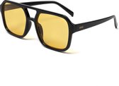 KIMU Influencer Lunettes de soleil – Verres jaunes – Monture Zwart – Médias sociaux Hollywood Cool Hip Retro Aviator Trendsetter Celebrity Pilot Glasses Festival
