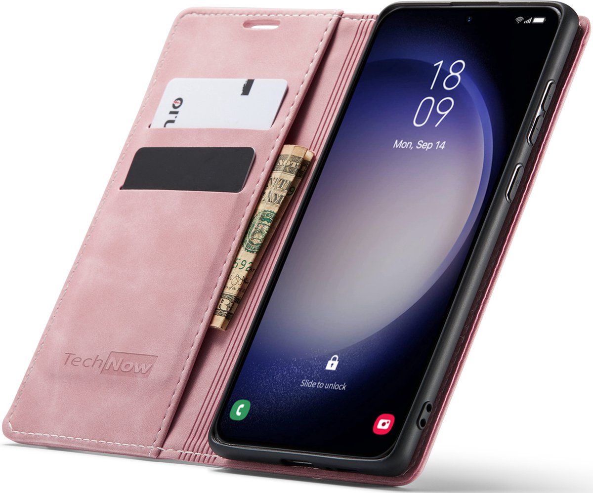 Hoesje geschikt voor Samsung Galaxy S24 FE - Book Case Leer Slimline Roze