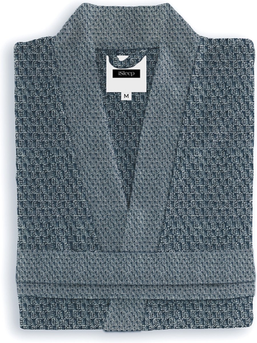 iSleep Badjas Grant - 100% Katoen - Unisex - Maat L - Insignia Blue