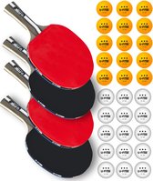 U Fit One Premium 5 Star Tafeltennis Set met Ballen en Opbergtas - 4 Tafeltennisbatjes - 30 x 3 Ster Tafeltennisballen - Table Tennis Rackets - Pingpong