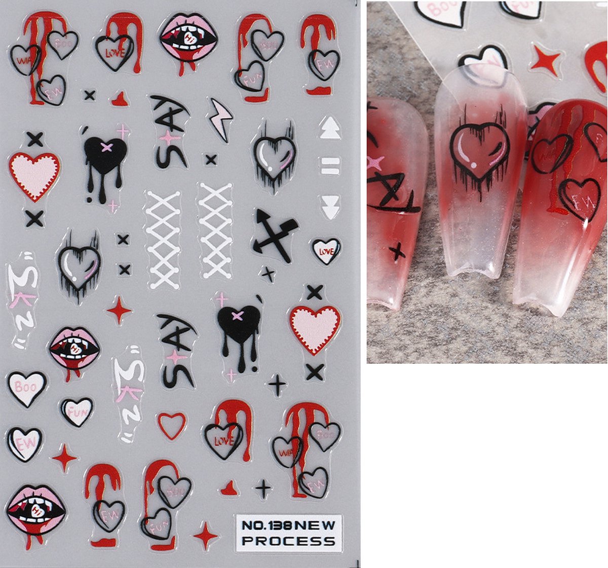 Elysee Beauty - Halloween nagelstickers - 6 vellen - Zelfklevend nageldecoratie - skull, scream, scary design stickers - Nail art tools for DIY manicure — cadeau in Hobby - foto 6