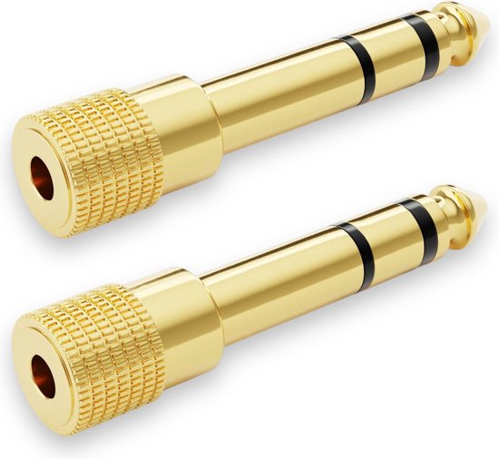 2x JUALL 6,35mm Jack (M) naar 3,5mm Jack (F) Adapter - Stereo Audio Adapter - Converter