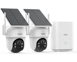 AOSU SolarCam D1 Classic Kit - 2 Beveiligingscamera's met 2K Resolutie - 360° Zicht & AI Tracking