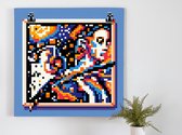 Pixel art mondriaan schilderij | Kleurrijke pixels dansen in een Mondriaans kunstwerk tot leven | Kunst - 30x30 centimeter op Canvas | Foto op Canvas
