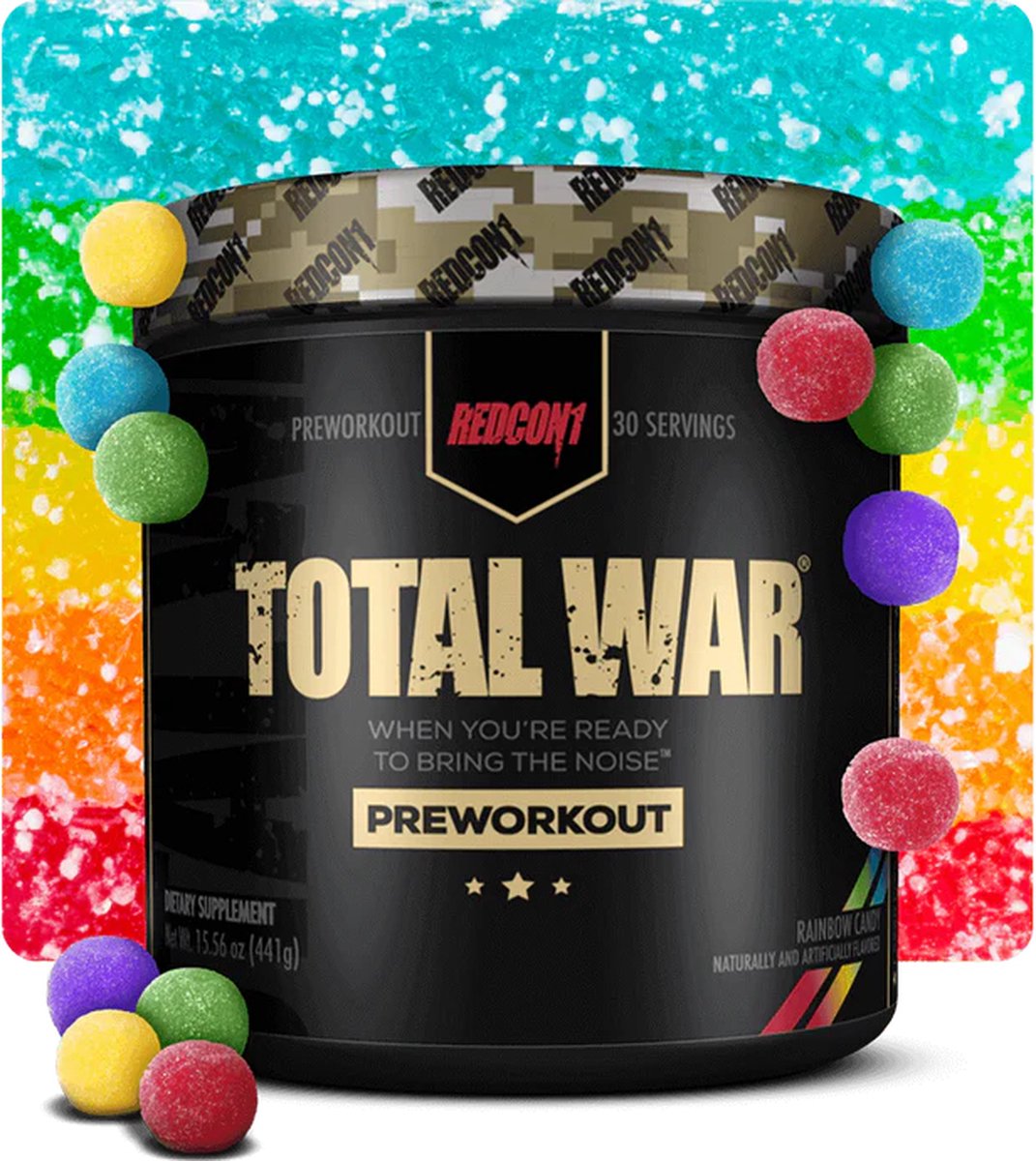 Goedkoopste Redcon1 Total War Preworkout- 30 Serving- Rainbow Candy