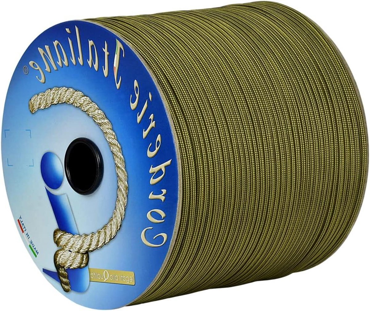 550 Type III Paracord Geel Zwart 4mm 100m 7 Draden Kern Made in Italy Survival Touw Aanbieding