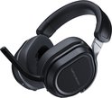 Zwarte Turtle Beach gaming headset met microfoonarm, op zwarte achtergrond.