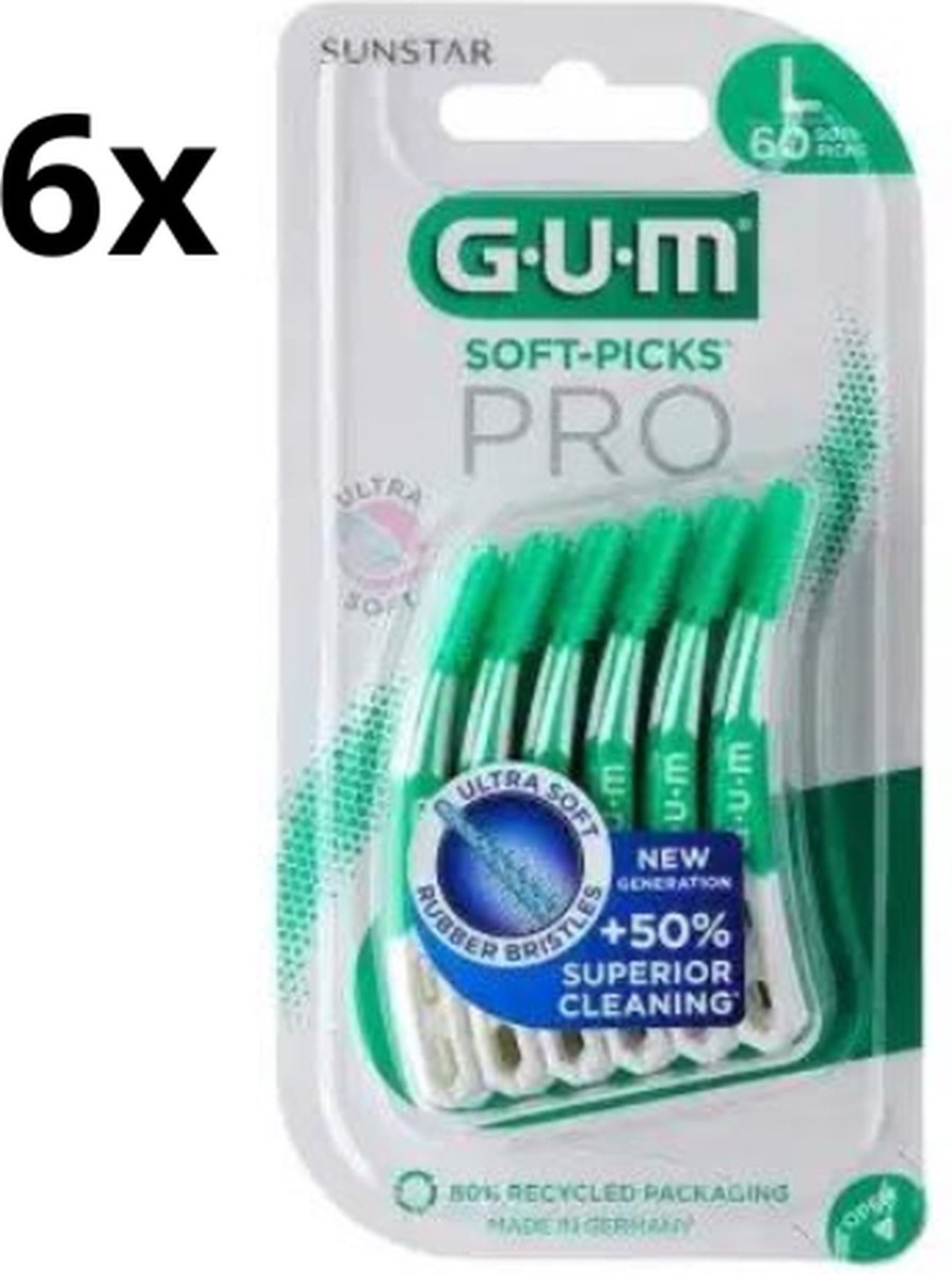 Goedkoopste GUM Soft Picks PRO Large – 6 x 60 Stuks - Voordeelverpakking