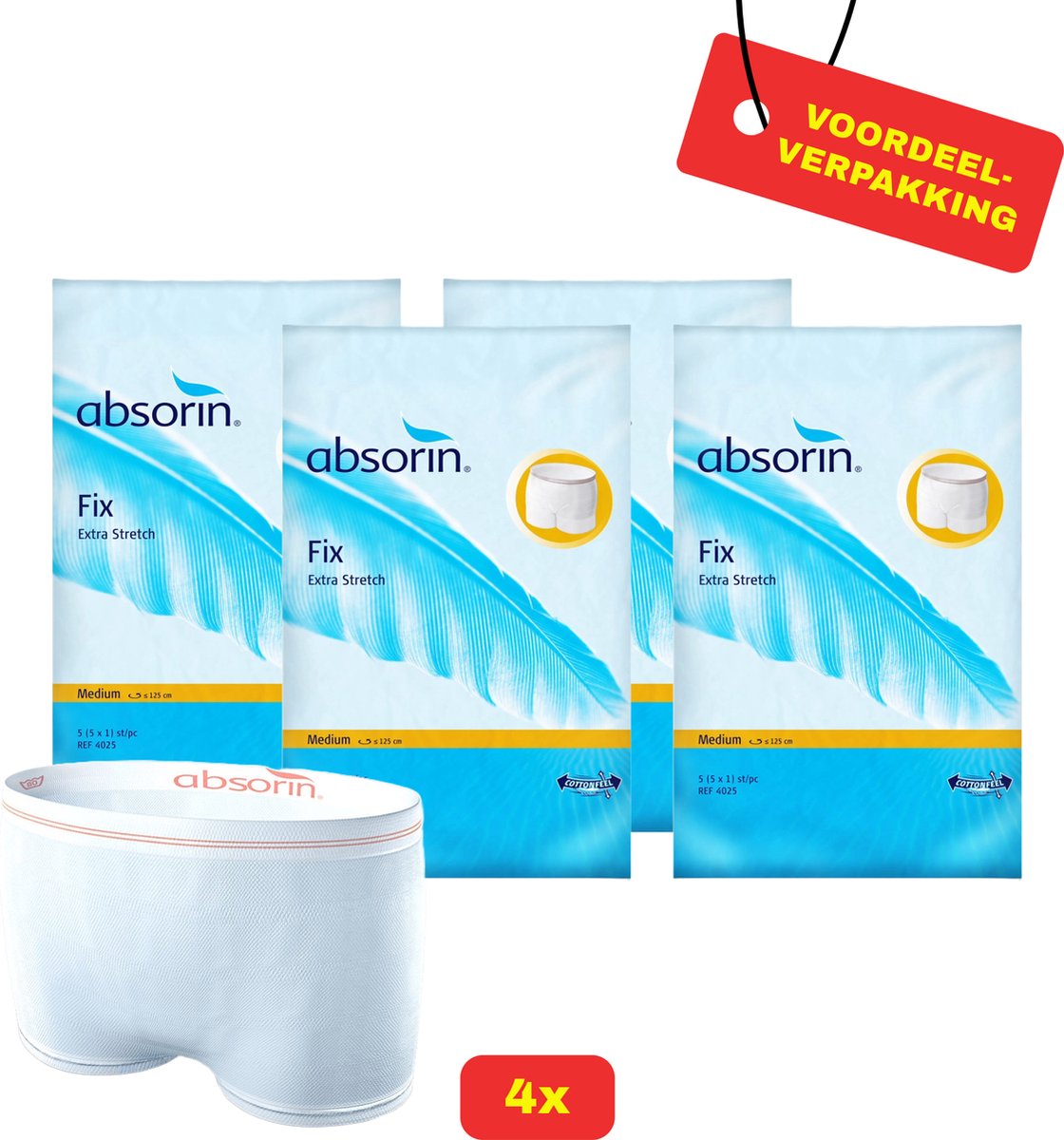Goedkoopste 4x Absorin Fix Extra Stretch Maat M - 4x 5 stuks - Voordeelverpakking!