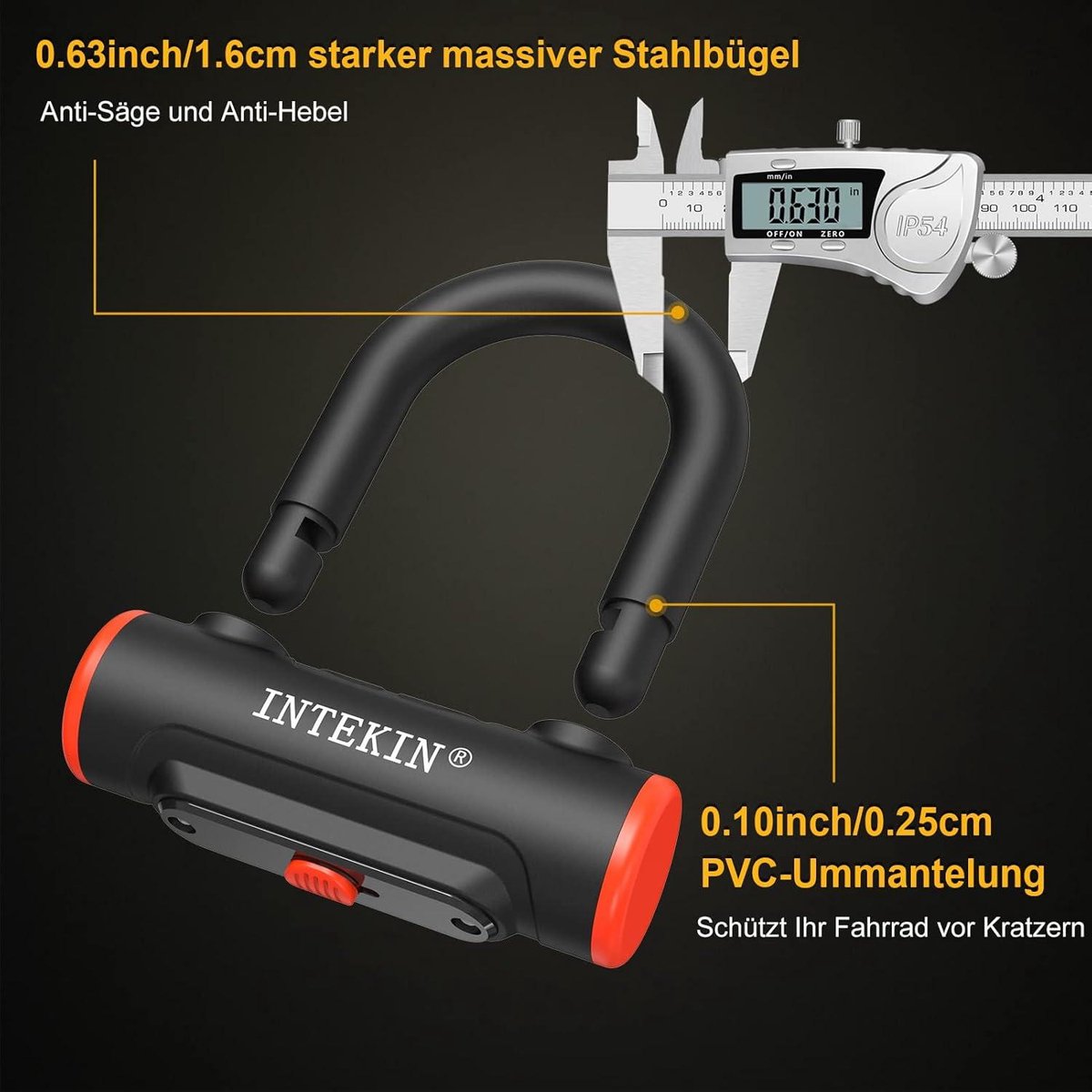 16 mm geharde stalen beugel mini-beugelslot - remschijfslot fietsslot U-slot voor e-bike - scooter e-scooter met 3 sleutels. – foto 5
