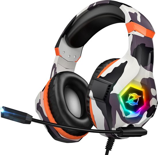 StayPowered Gaming Headset - Ultiem Surround Sound - Noise Cancelling Microfoon - Comfortabel en Duurzaam - Multiplatform Compatibel - RGB LED Verlichting - Stevige Gevlochten Kabel - Legerprint - Levering Sneller dan Aangegeven!
