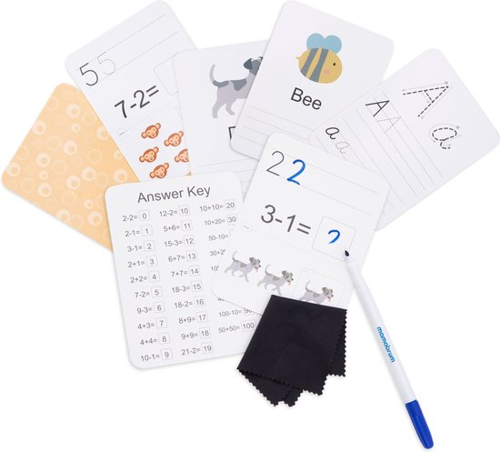 Mamabrum Lernkarten Zum Schreiben – 52 Karten Alphabet & Zahlen, Mit Abwischbarem Marker, Ab 3 Jahren