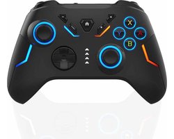 Pro Controller Draadloos-RGB Verlichting- Nintendo Switch Controller Compatibel met Switch/Switch Lite/Switch OLED/IOS/Android/Windows. Draadloos Switch Pro-controller met LED-kleurlicht/Dual shock/Turbo/Motion Control- Cadeau voor Vaderdag