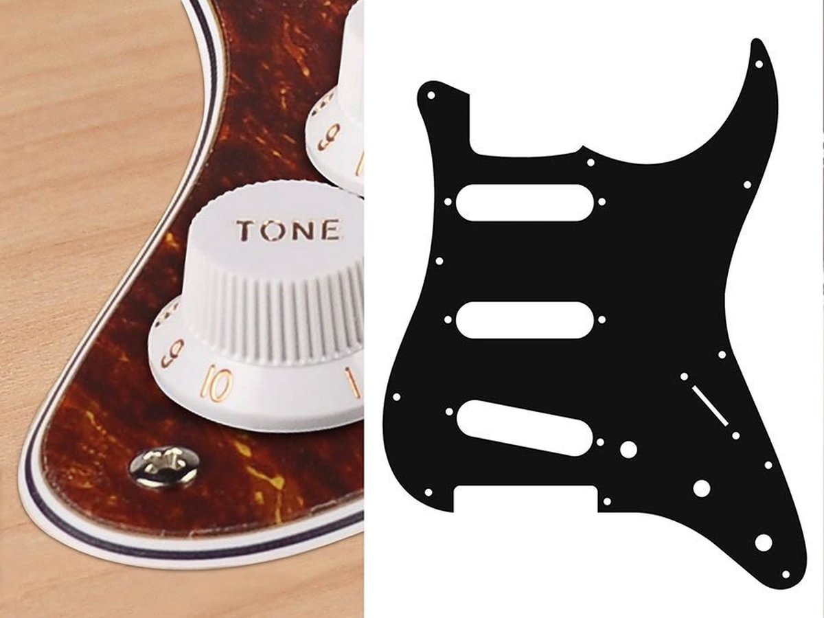 Boston ST-413-T pickguard, Stallion, standard, SSS, 3 pot holes, 3-5 switch, 4 ply, tortoise