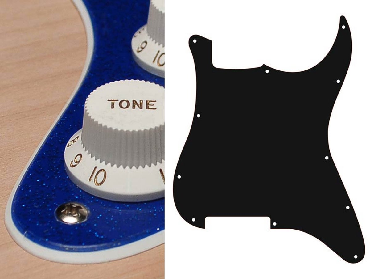 Boston ST-200-SBU pickguard, Stallion, no holes (only screw holes), 2 ply, sparkling blue